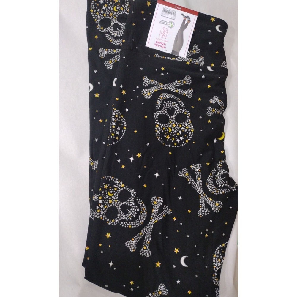 NWT NOBO Juniors Women's M 7/9 Skull Themed  High Rise Leggings Ankle Length